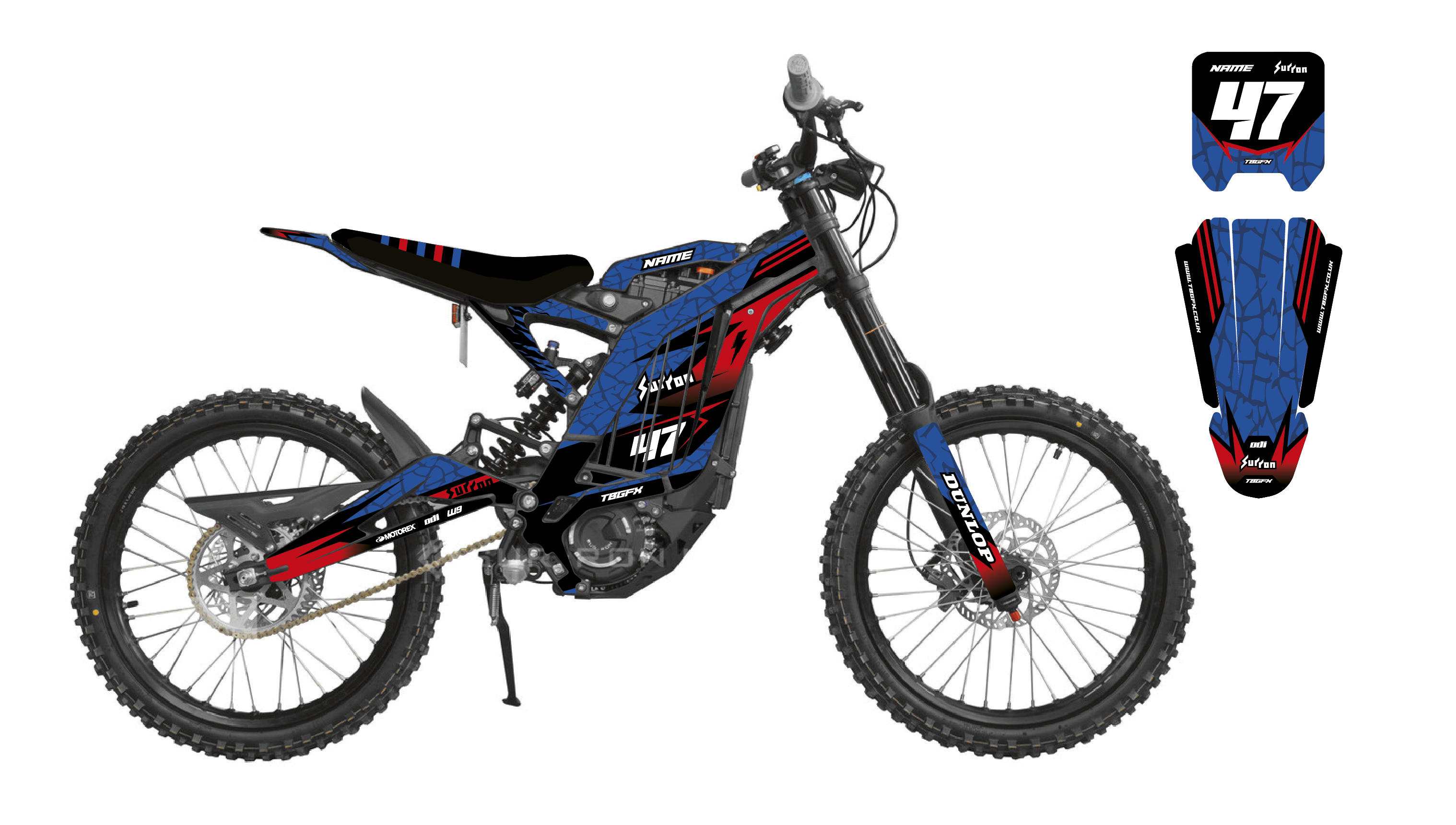 Surron 'ERODED RACE' BLUE / RED Graphics Kit – TB Graphics LTD