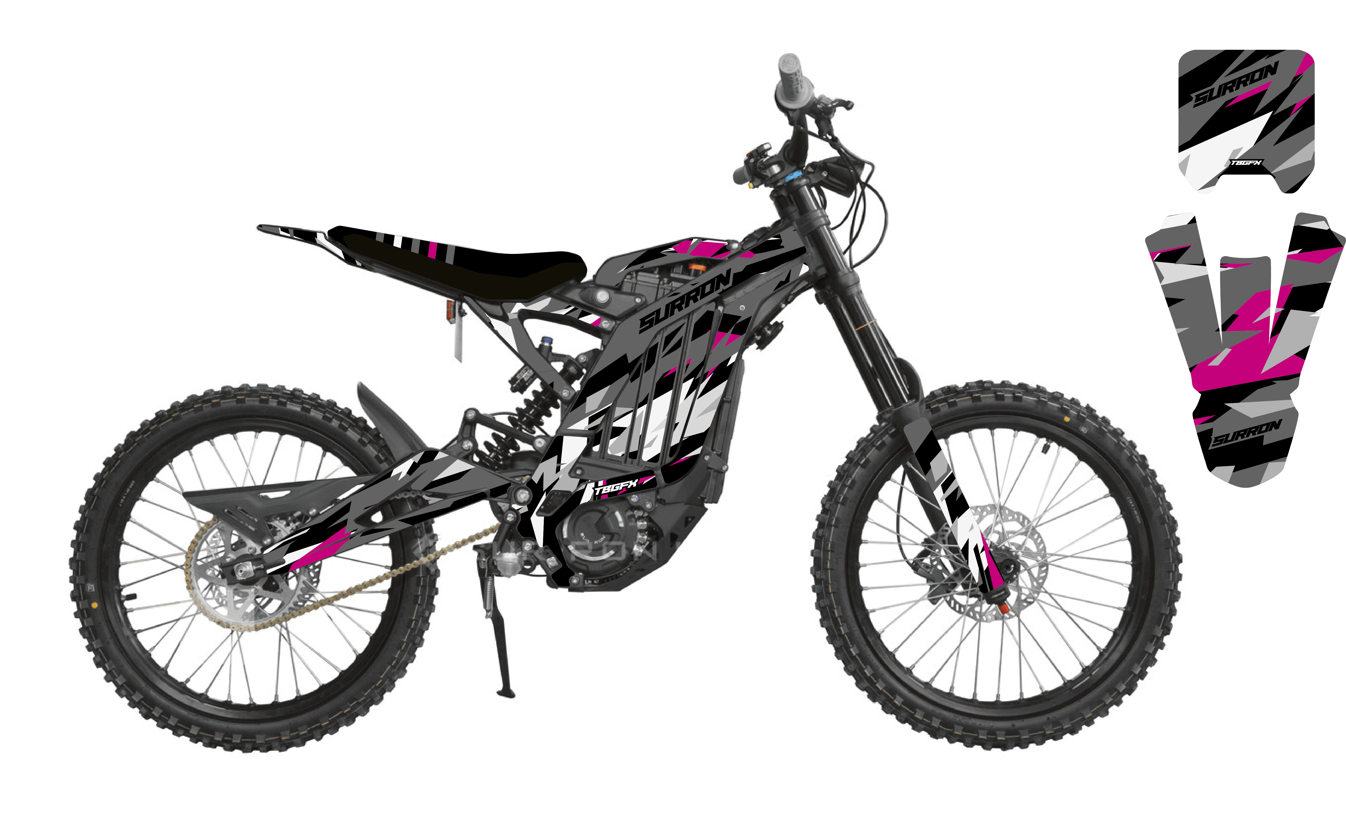 Surron 'Charged' Grey/Pink Graphics Kit – TB Graphics LTD