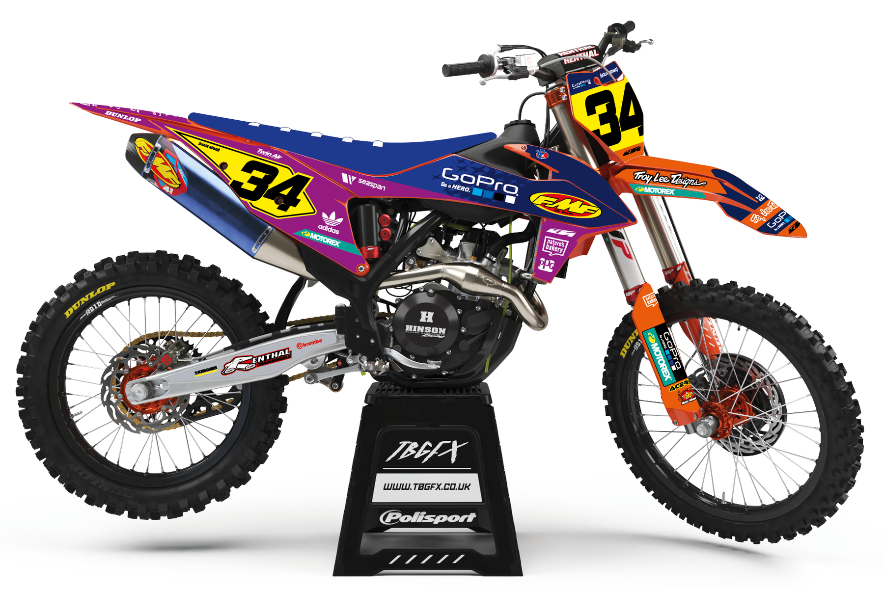 KTM 'TLD' ORANGE/PURPLE Graphics Kit – TB Graphics LTD