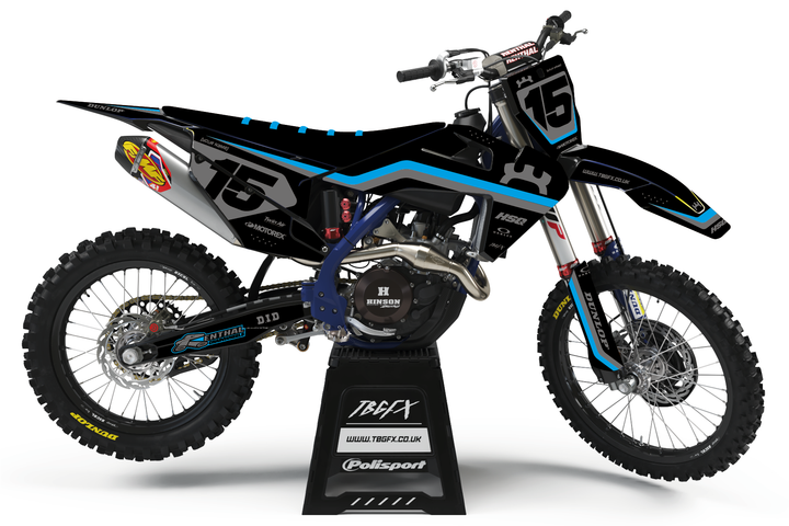 Husqvarna "HERITAGE" BLACK/CYAN Graphics Kit