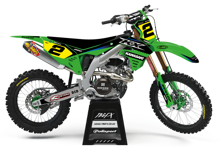 Kawasaki "ATTACK" GREEN/BLUE Graphics Kit