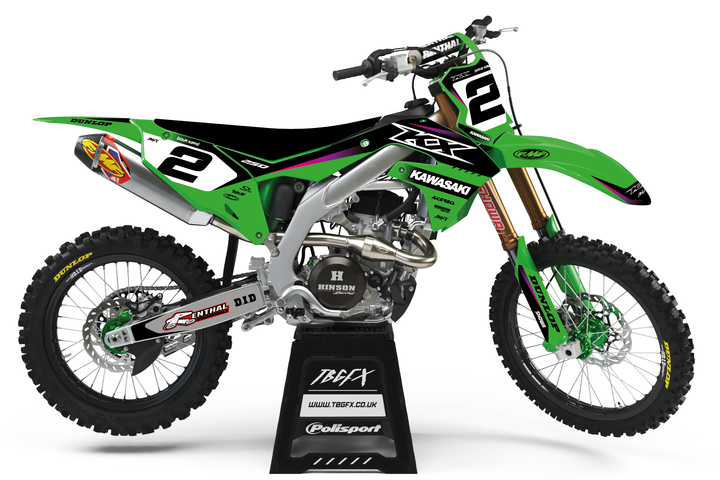 Kawasaki "ATTACK" GREEN/PINK Graphics Kit
