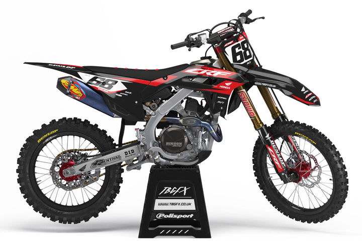 Honda "HOLESHOT" BLACK/RED Graphics Kit