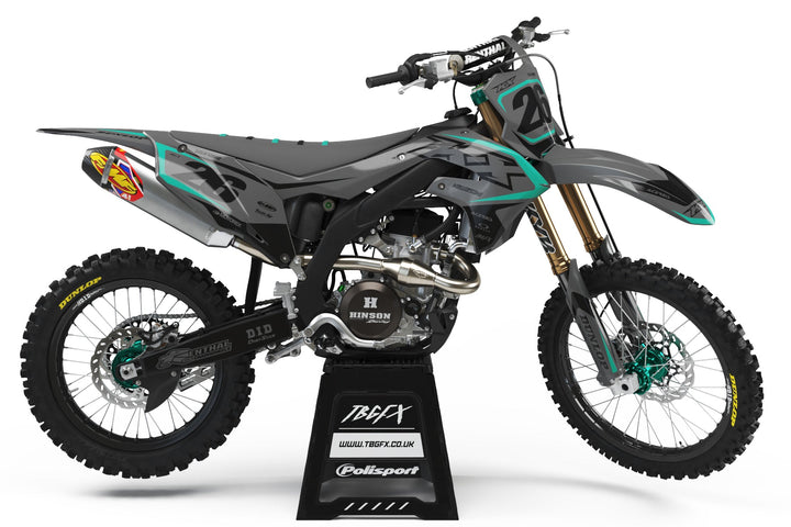 Kawasaki "PODIUM" GREY/TEAL Graphics Kit