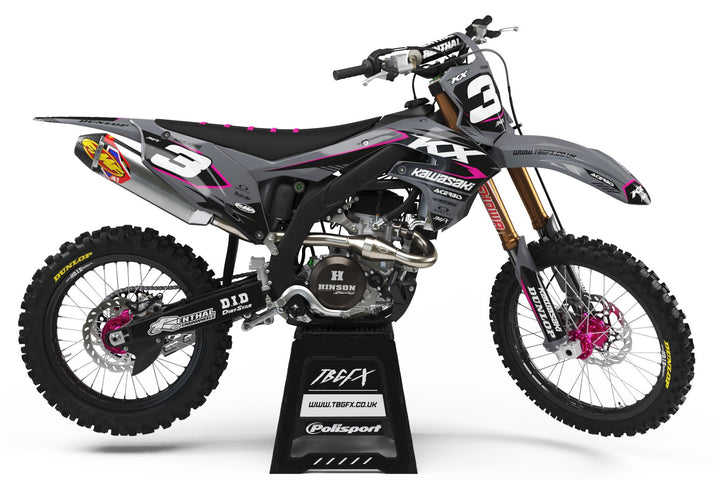 Kawasaki "TAPER" GREY/PINK Graphics Kit