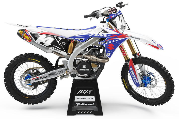 Suzuki "FACTORY 22" WHITE/BLUE Graphics Kit